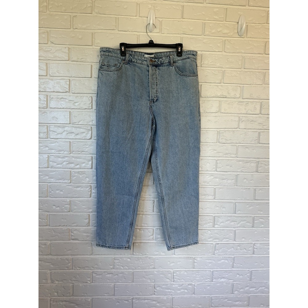 H&M 90s Style Women's High Waist Jeans Button-Fly Light Blue Denim‎ Sz 16